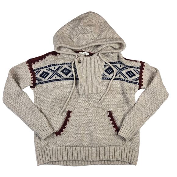 Madewell Fair Isle Hooded Sweater Size Small Alpaca - Picture 1 of 5